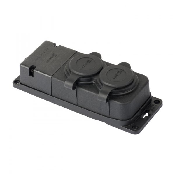 EKF PROxima Роз. (колодка) двухмест. с защит. крышками каучуковая 230В 2P+PE 16A IP44 PRO