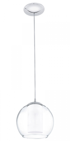 Eglo 92761 Подвес BOLSANO, 1X60W (E27), Ø200, сталь, хром/стекло, стекло сатиновое