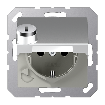 JUNG SCHUKO® розетка с замком, алюминий A1520BFKLSLAL