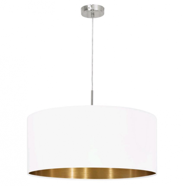 Eglo 95045 Подвес PASTERI, 1х60W (E27), Ø530, никель матовый/текстиль, белый, медный