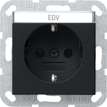 Gira Розетка с з/к, защитой от детей и полем для надписи 0462005