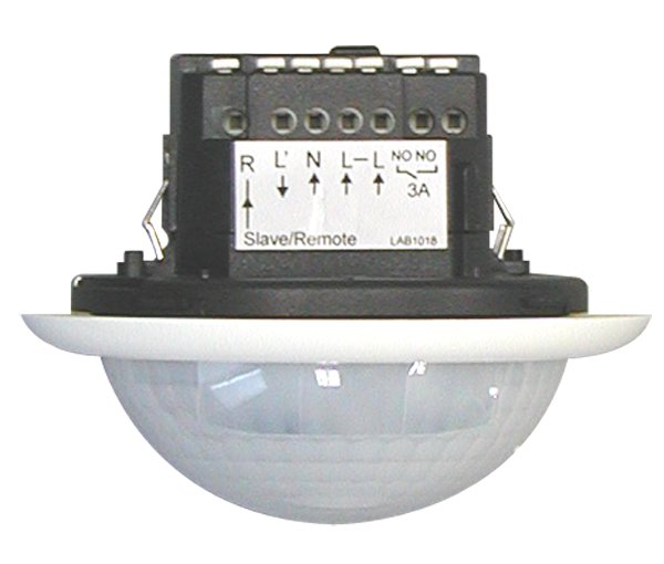 BEG Белый Датчик присутствия коридорный 360°, с доп. каналом (HVAC), диаметр действия 40х20м IP20 92443