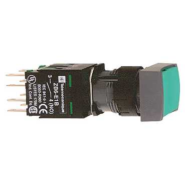 Купить SE Кнопка 16мм зеленая с возвратом КВАДРАТНАЯ XB6DA31B