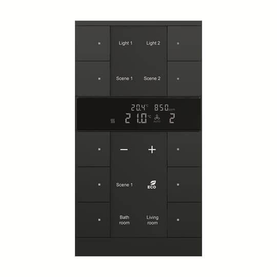 ABB SBC/U10.0.1-885 Регулятор комнатной температуры с датчиками CO2/влажности, 10-клавишный, чёрный бархат 2CKA006330A0067