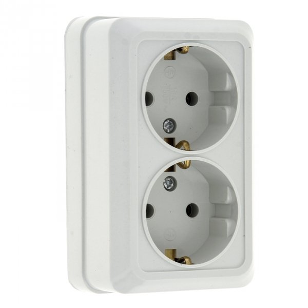 EKF PROxima Рим Розетка 2-местная 16А с заземлением белая