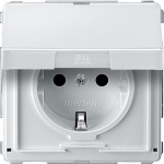 Купить SE Merten Aquadesign Полярно-Бел Розетка Schuko с крышкой и защитными шторками, безвинт. зажим MTN2310-7219