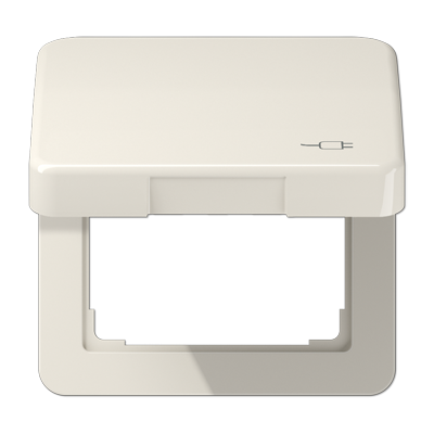 JUNG Рамка с подпружиненной крышкой для механизмов 50*50, с символом "Вилка", слоновая кость CD590KLSOC