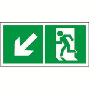 Белый свет Знак безопасности PS-50206.E33"Напр. к эвакуационному выходу налево вниз" a18212