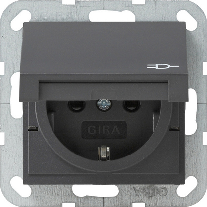 Gira S-55 Антрацит Розетка с/з, с затвором (shutter) и символом 041428