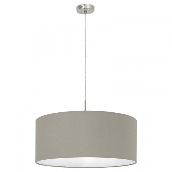 Eglo EG_31576 Подвес PASTERI, 1х60W (E27), O530, никель мат./текстиль, серо-коричневый Eglo EG_31576 Подвес PASTERI, 1х60W (E27), O530, никель мат./текстиль, серо-коричневый