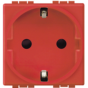 BT LL Красная Розетка с/з с защитными шторками, 2 мод L4141R