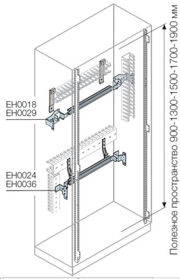 ABB DIN-рейка Ш=800мм 36мод+фронт кронштейн EH0036
