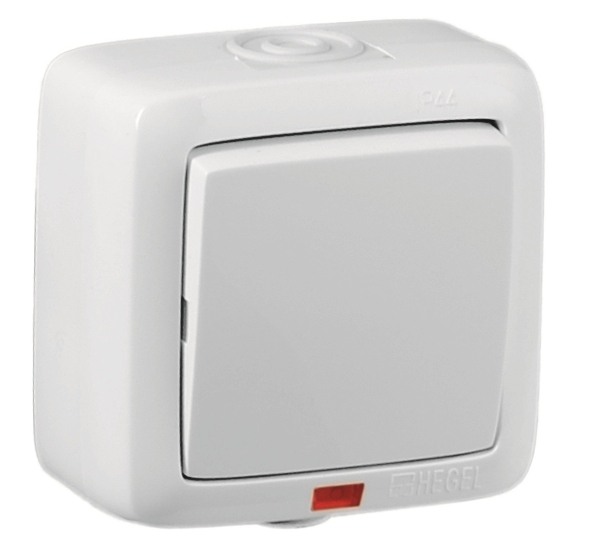 Hegel Альфа наруж Белый ВА10-212 Выключатель 1-клавишный с индикацией, брызгозащищенный