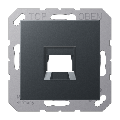 JUNG Kрышка для 1-го разъема без видимого винта подпружиненная шторка термопласт матовый антрацит A1569-1WEANM