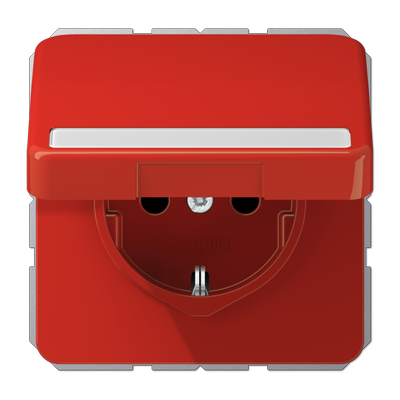 JUNG Штепсельная розетка SCHUKO 16A 250V~ с полем для надписи и крышкой, красная CD1520BFNAKLRT