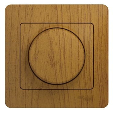 Купить Systeme Electric Glossa Дерево Дуб Светорегулятор (диммер) поворотный, 300Вт (в сборе с рамкой)