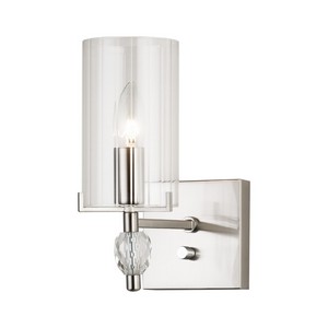 Favourite Classic настенный светильник каркас цвета никель, плафон из прозрачного узорного стекла, декоративные элементы из прозрачного хрусталя, упра 2704-1W