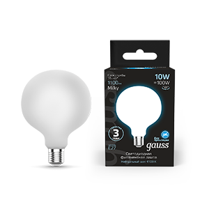 Gauss Лампа Filament G125 10W 1100lm 4100К Е27 milky LED 187202210 Gauss Лампа Filament G125 10W 1100lm 4100К Е27 milky LED 187202210