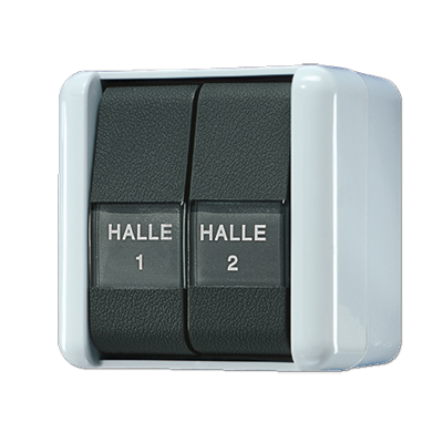 JUNG Выключатель для накладного монтажа сдвоенный с полем для надписи IP44 805NAW