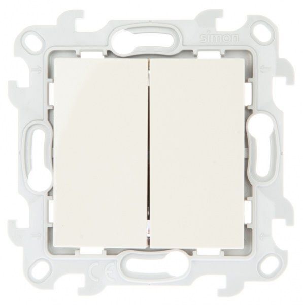 Simon 24 Слоновая Кость Двухклавишный кнопочный выключатель 10A 250В 2410151-031