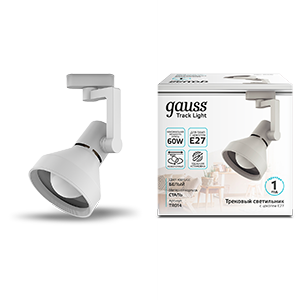 Gauss Светильник трековый конус E27 220V IP20 112*230мм белый однофазный TR014