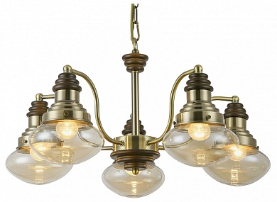 VELANTE 306-503-05 Люстра подвесная Бронза, Дуб/Янтарный E27 5*60W