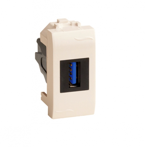 DKC USB 3.0 розетка, Brava, сл кость, 1 мод.