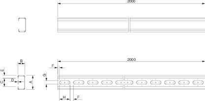 Купить SE Симметричные рейки, профиль С-40 перфорированная 2000 мм NSYCNT40