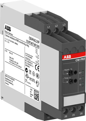 ABB Реле контроля CM-PVS.81P без контр нуля, Umin/Umax=3x200-400ВAC, обрыв, чередование, tрег =0-30с, 2ПК, пруж.клеммы 1SVR740794R2300