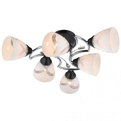 VELANTE 735-107-06 Люстра потолочная Хром, Черный/Белый с узором E27 6*60W