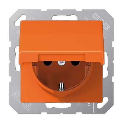 JUNG SCHUKO розетка с крышкой, оранжевый ABAS1520BFKLO