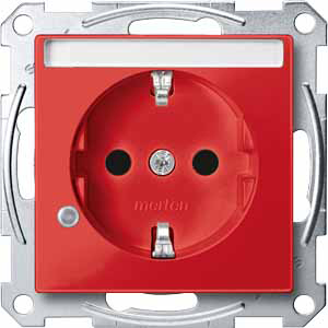 Купить SE Merten SM Рубин Розетка с/з с защитными шторками, полем для надписи и индикацией(MTN2303-0306)