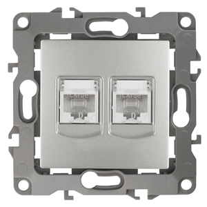 ЭРА 12-3108-03 Алюминий Розетка информационная двойная 2XRJ45, IP20, 12