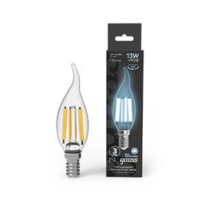 Gauss Лампа Filament Свеча на ветру 13W 1150lm 4100К Е14 LED 1/10/50 104801213