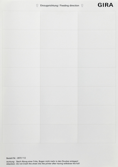 Gira Листы для надписей 33,5x67 мм 2872112