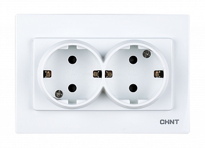 CHINT 2-местная розетка с заземляющим контактом 16А 250В модульная