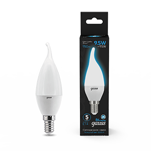 Gauss Лампа Свеча на ветру 9.5W 950lm 6500K E14 LED 1/10/50 104101310