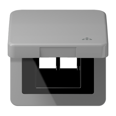 JUNG Накладка и крышка для двойных UAE розеток с символом "сеть" термопласт серый CD590KLLANGR