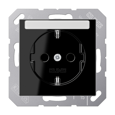 JUNG Розетка SCHUKO® 16A 250V с полем для надписи термопласт черный A1520BFNASW