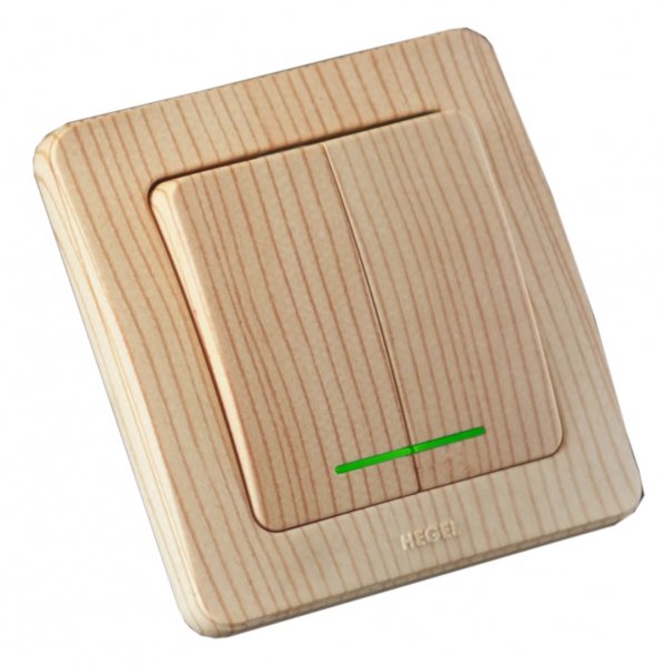 Hegel Мастер внутр Сосна ВС16-352-02 Выключатель 2-клавишный, с индикацией