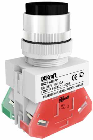 Купить Dekraft Выключатель кноп. ABLFP D22 ЧЕРНЫЙ 220В ВK-22