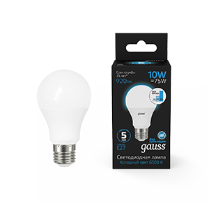 Gauss Лампа A60 10W 920lm 6500K Е27 шаг. диммирование LED 102502310-S