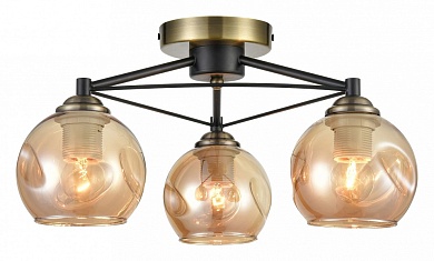 VELANTE 769-527-03 Светильник потолочный Черный, Бронзовый/Янтарный E27 3*60W