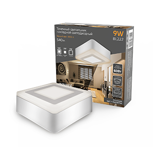 Gauss Светильник Backlight накладной BL222 Квадрат. Акрил, 6+3W, LED 3000K, 145*145,