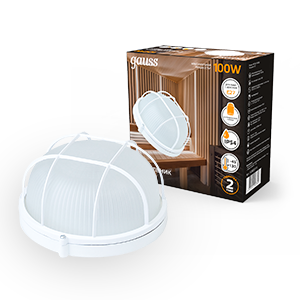 Gauss Светильник НБП IP54 255*240*115 круг с решеткой под лампу Е27 max 100W, 1/8 926602111