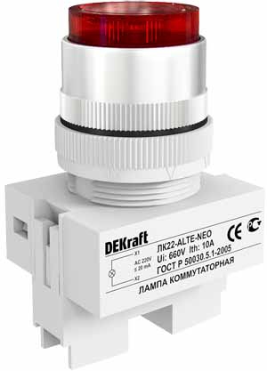 Купить Dekraft Лампа комм. ALTE D22 КРАСНЫЙ неон 220В ЛK-22