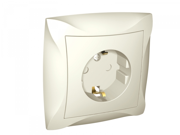 Купить SE Дуэт Беж Розетка с/з с защитными шторками, в сборе с рамкой WDE000244