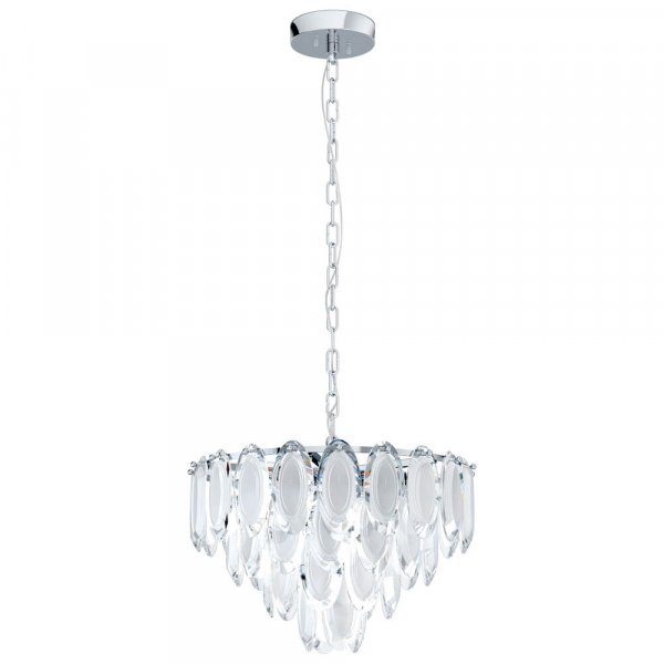 Eglo CARVARIO Подвес, 7х40W (E14), Ø485, H1100, сталь, хром/стекло, прозрачный, матовый 39721