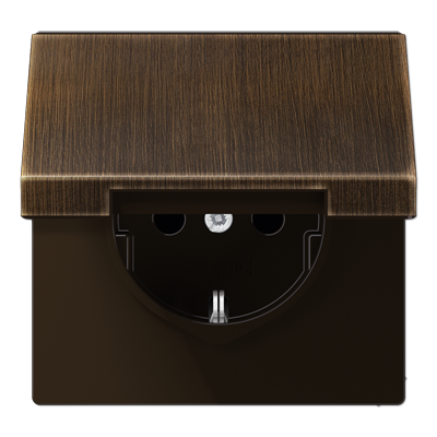 JUNG SCHUKO®-розетка 16 A / 250 B ~ с крышкой, латунь Antik ME1521KLAT