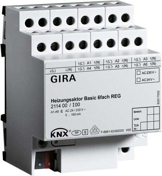 Gira Instabus KNX Исполнительное устройство отопления Basic 6-местн. 211400